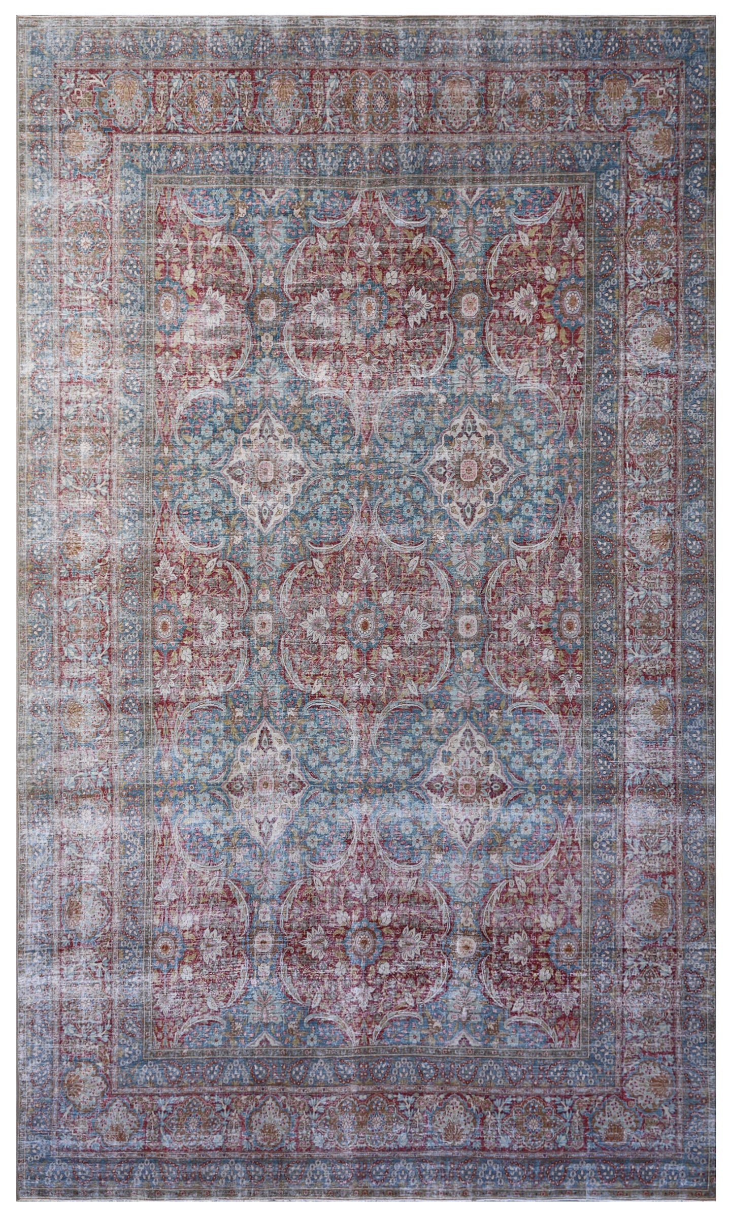 10'x17' Vintage Persian Kerman Rug | Large Blue Red Area Rug – Ariana Rugs