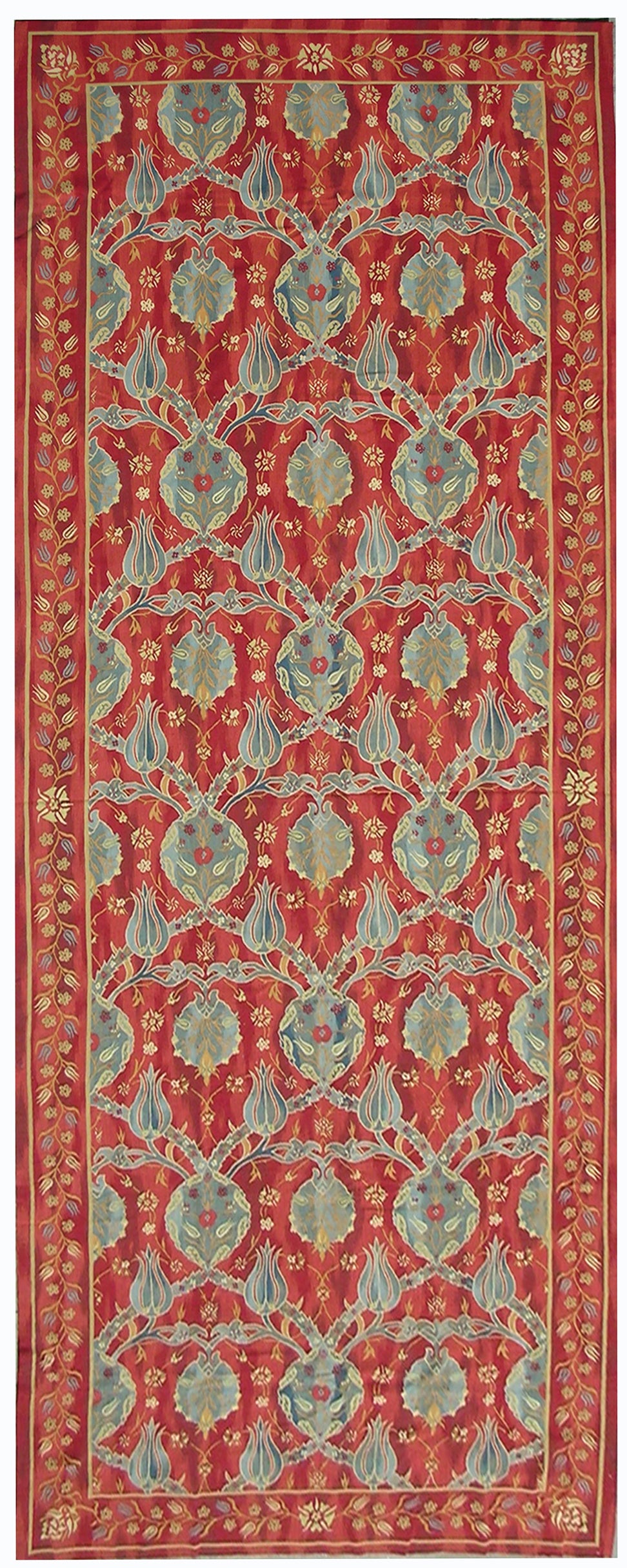 6x18 Red Ottoman Design Aubusson Weave Area Rug