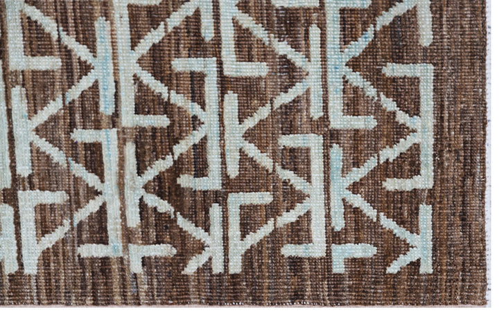9'x11' Wool Area Rug | Hand-knotted | Ariana Modern Brown Rug