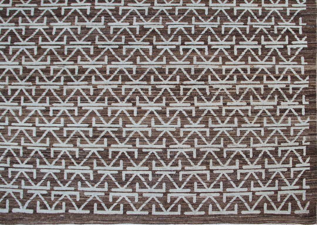 9'x11' Wool Area Rug | Hand-knotted | Ariana Modern Brown Rug