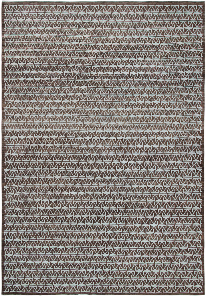 9'x11' Wool Area Rug | Hand-knotted | Ariana Modern Brown Rug