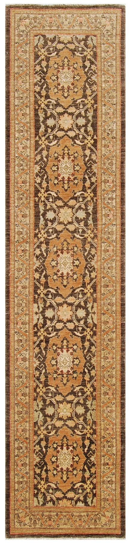 3'x12' Ariana Traditional Agra Design Hand Knotted Wool Runner Rug