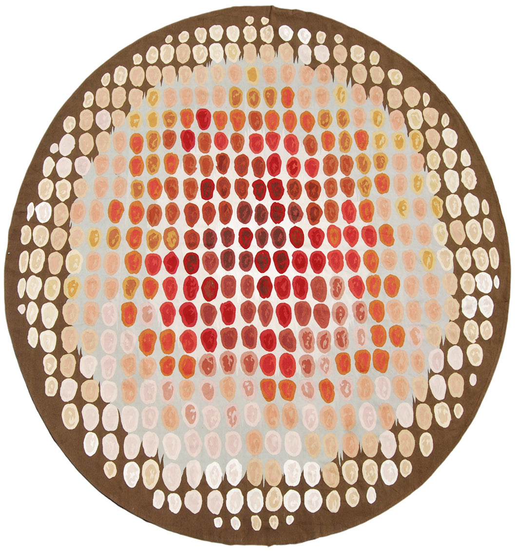 9'x9' Hand-Woven Wool And Silk Round Contemporary Modern Tapestry Rug