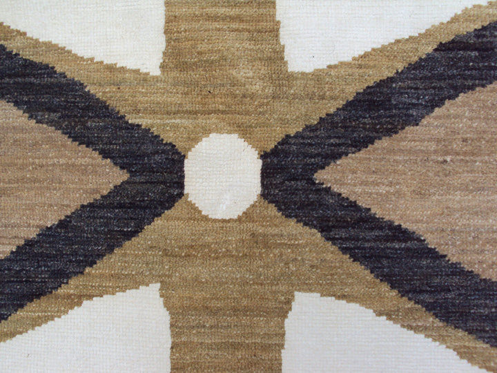 6'x9' Ariana Modern Rug | Tan & White Wool and Silk Hand-Knotted