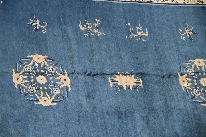 11'x12' Antique Peking Rug | Blue Chinese Rug