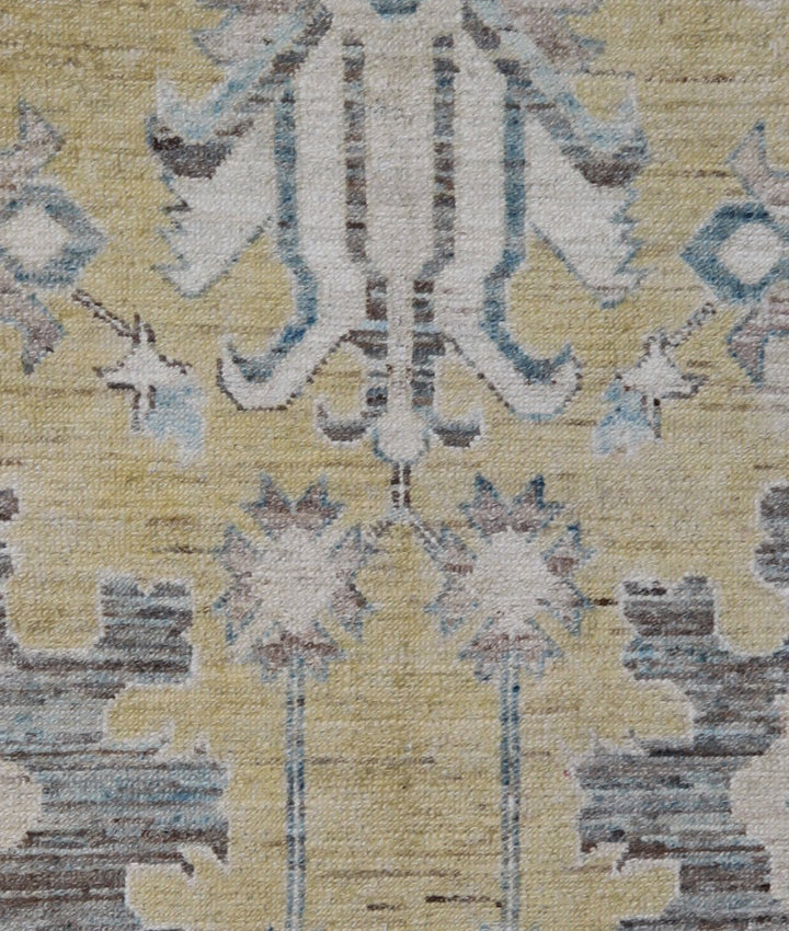 Large Yellow & Blue Rug | Heriz Design Rug