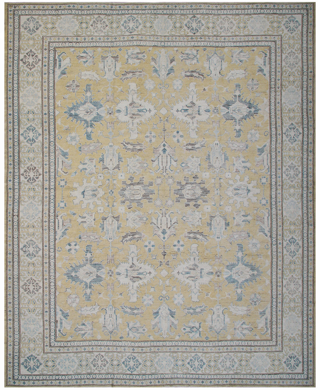 Large Yellow & Blue Rug | Heriz Design Rug