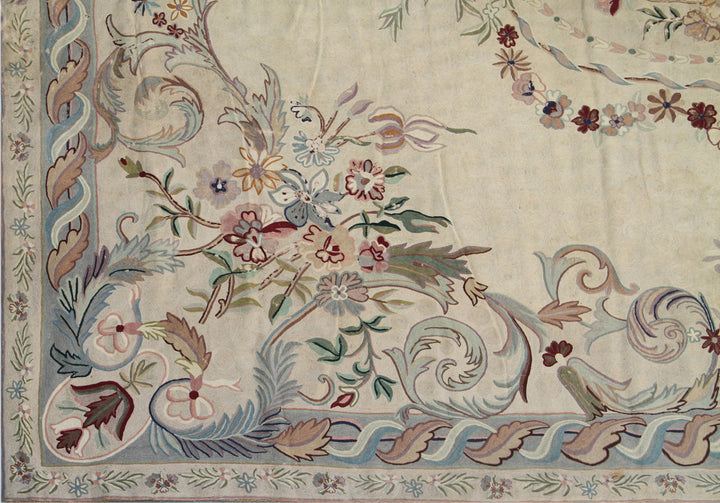 Vintage Chain Stitched Area Rug | Aubusson Design