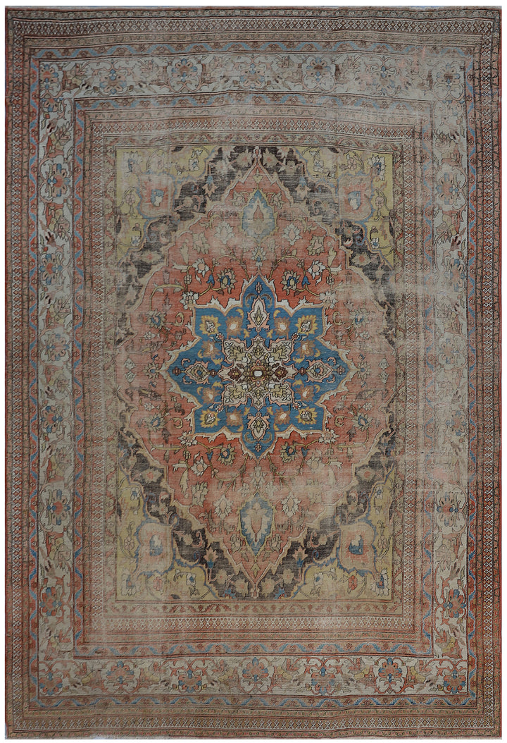 Antique Persian Mashhad Rug | Rust Vintage Area Rug