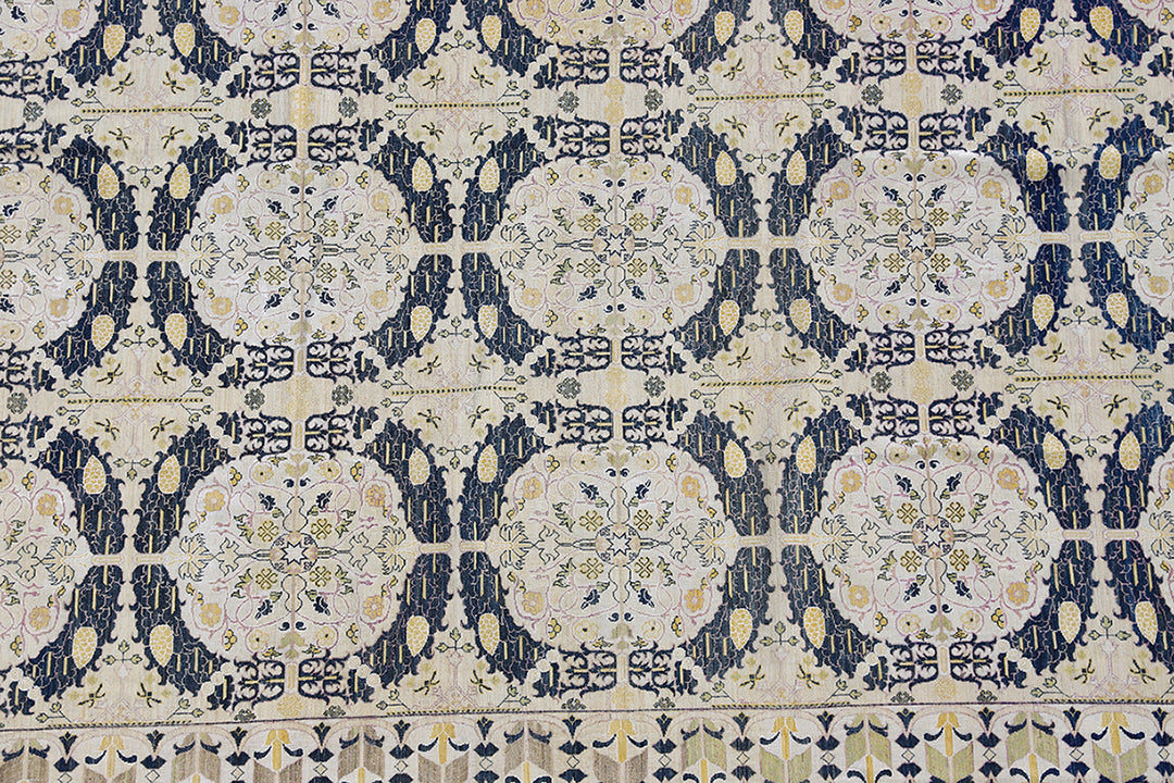 12’x18’ Large Spanish Geometric Wool Rug – Ariana Transitional Hand-Knotted Rug