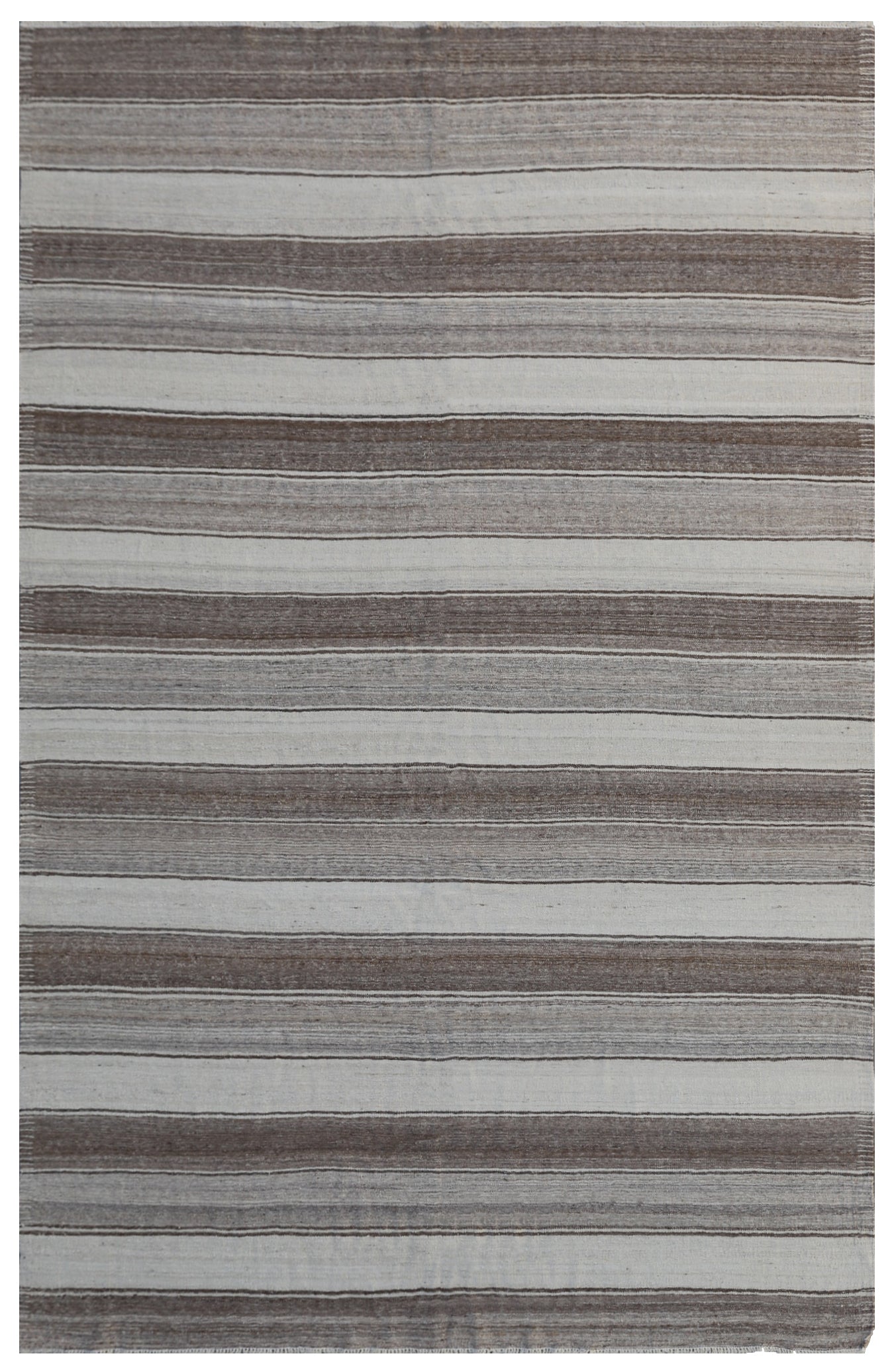 9.05 x  6.03 Hand Woven Earth Tone Stripe Ariana Kilim Rug
