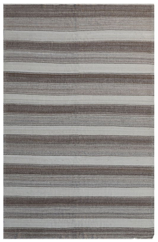 10'x6' Hand Woven Earth Tone Stripe Ariana Kilim Rug