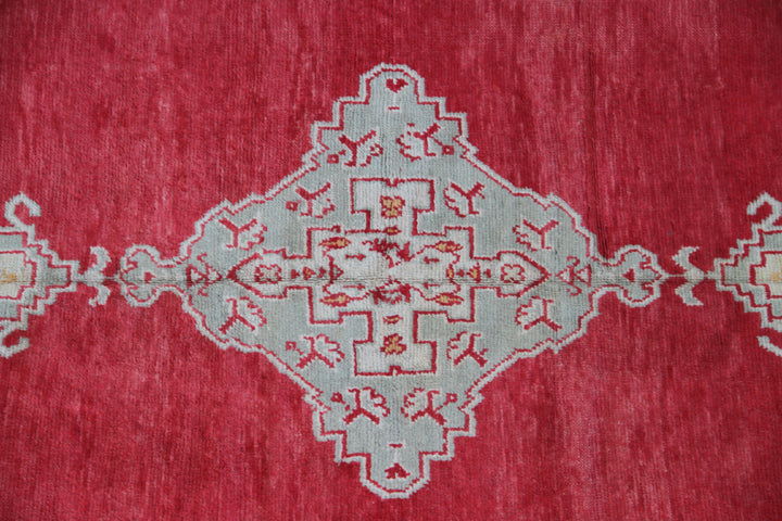 9'x12' Red Vintage Oushak Design Turkish Rug