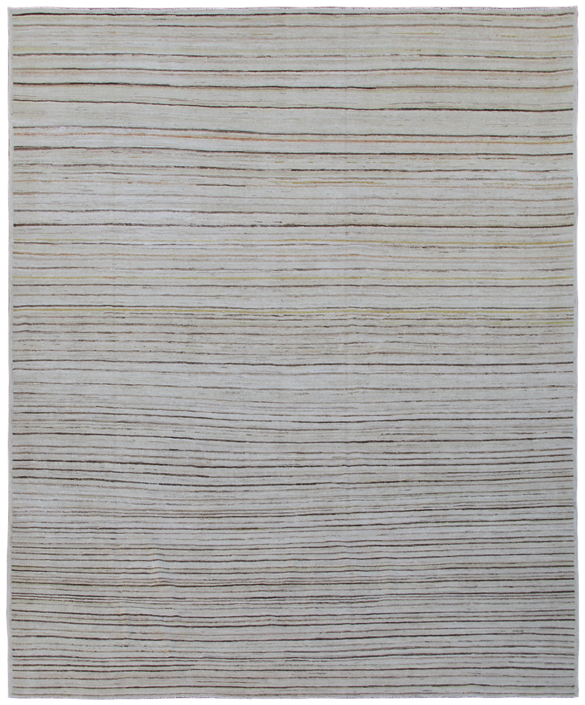 9.06 x  8.00 Soft Color Thin Linear Pattern Hand-Knotted Thin Ariana Modern Area Rug
