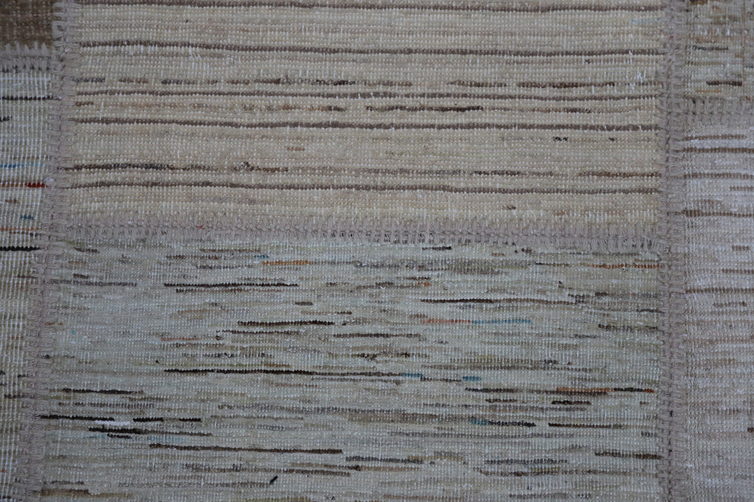 12'x16' Gray Ariana Patchwork Wool Rug | Handcrafted Large Area Rug with Cotton Backing