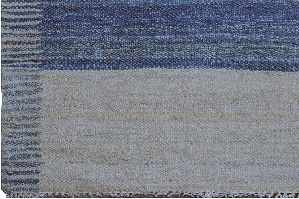 12'x16' Large Blue and White Strip Ariana Kilim Rug