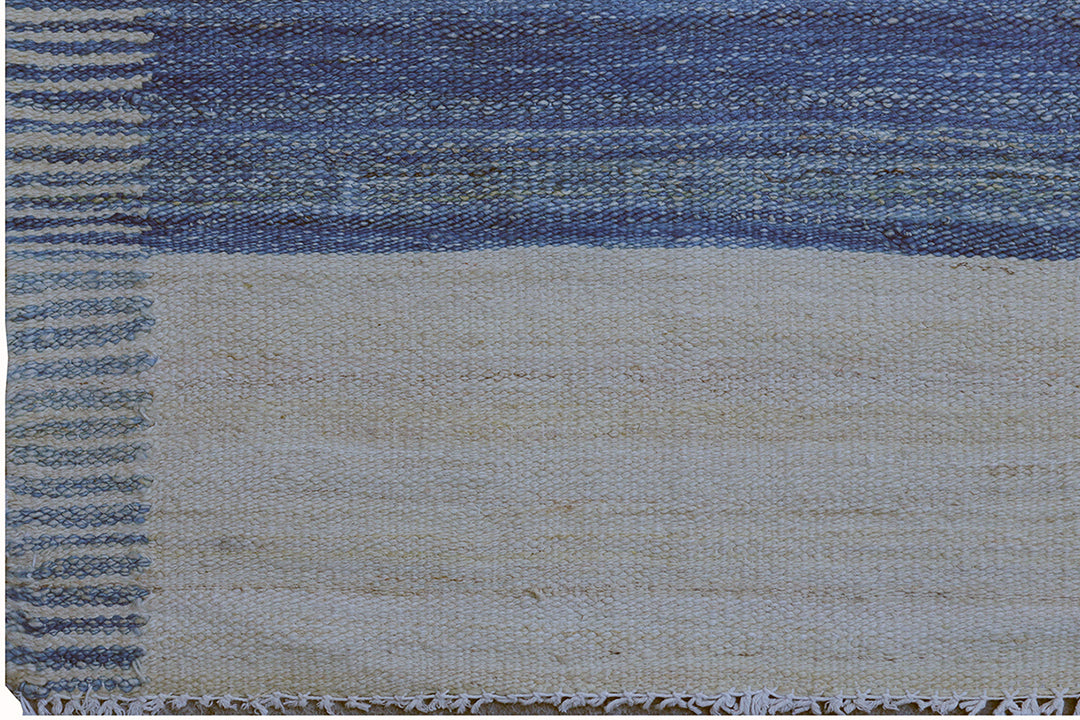 12'x16' Large Blue and White Strip Ariana Kilim Rug