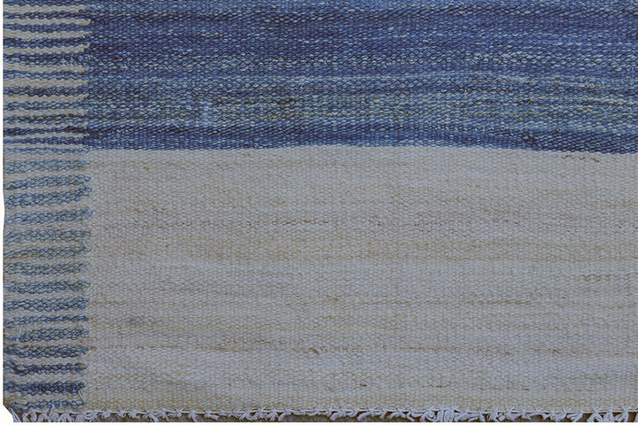 12'x16' Large Blue and White Strip Ariana Kilim Rug