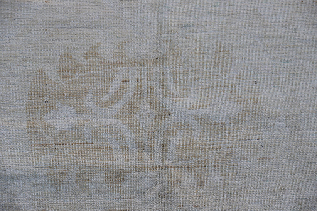 12'x17' Afghan Hand-Knotted Floral Transitional Rug | European Design