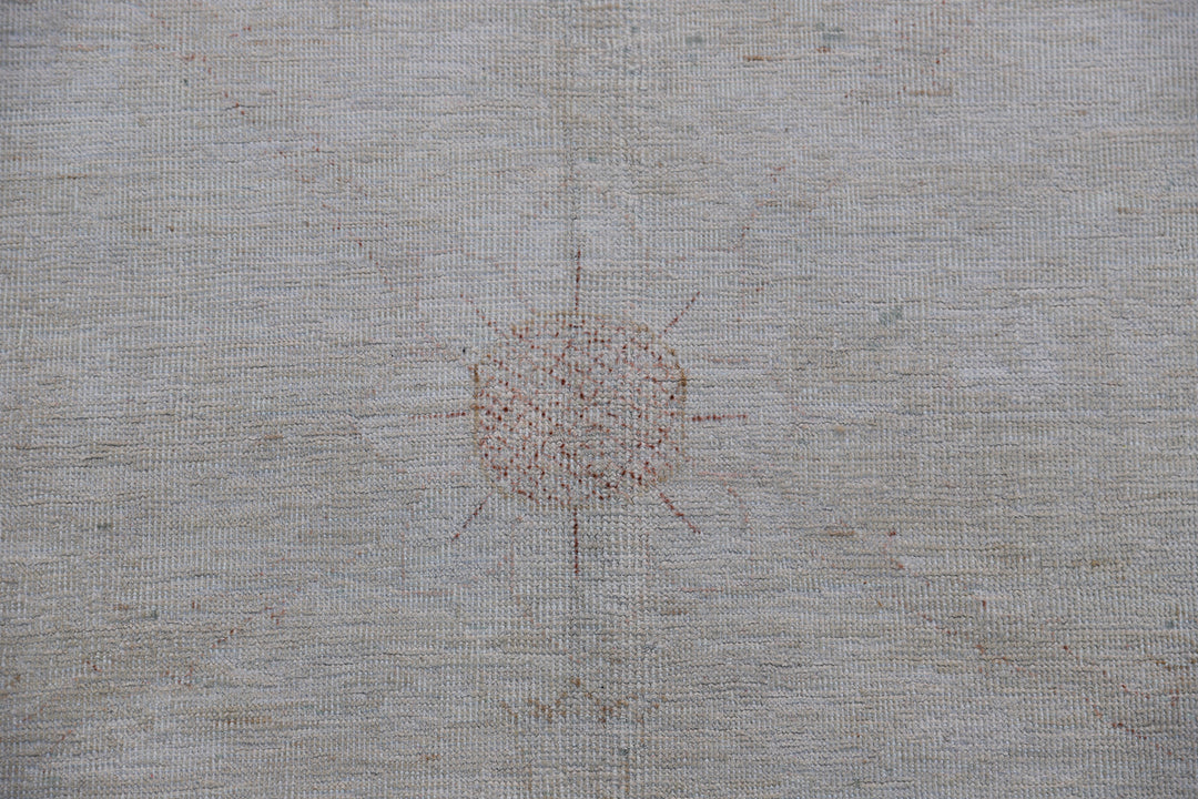 12'x17' Afghan Hand-Knotted Floral Transitional Rug | European Design