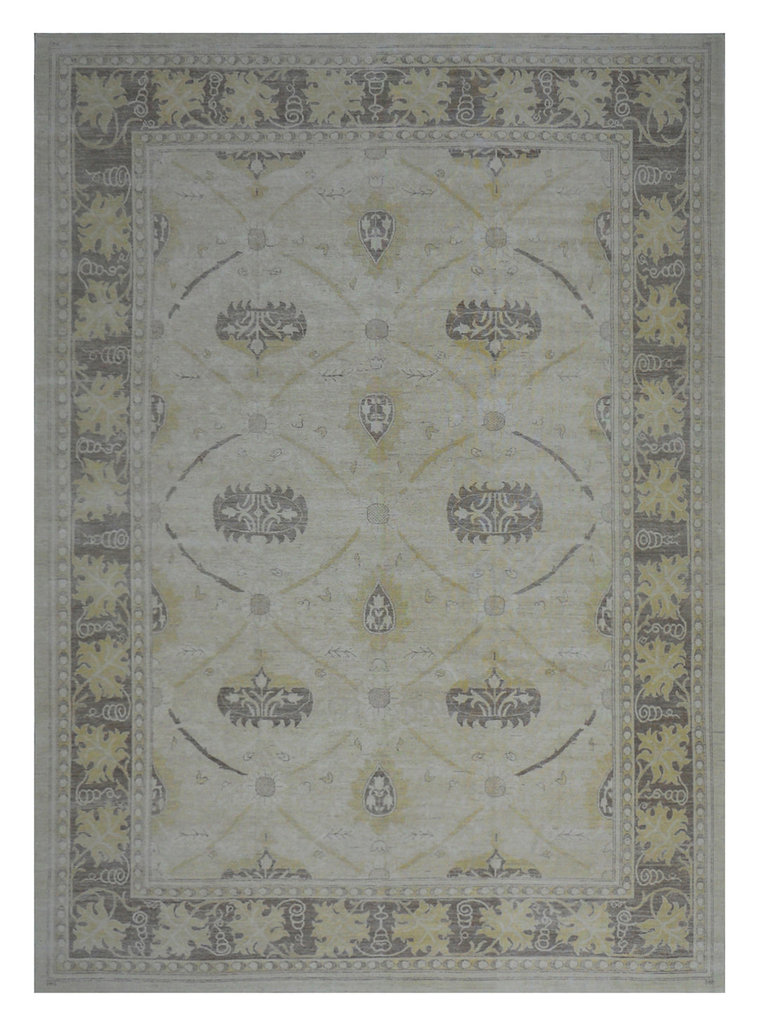 12'x17' Afghan Hand-Knotted Floral Transitional Rug | European Design