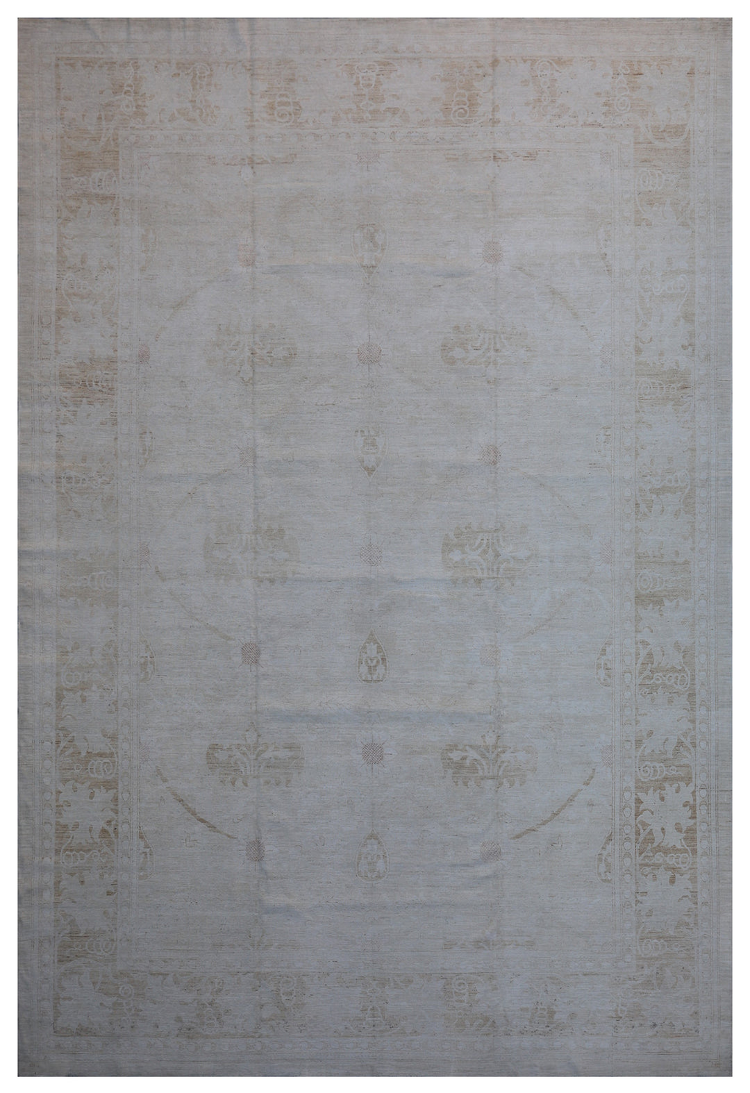 12'x17' Afghan Hand-Knotted Floral Transitional Rug | European Design