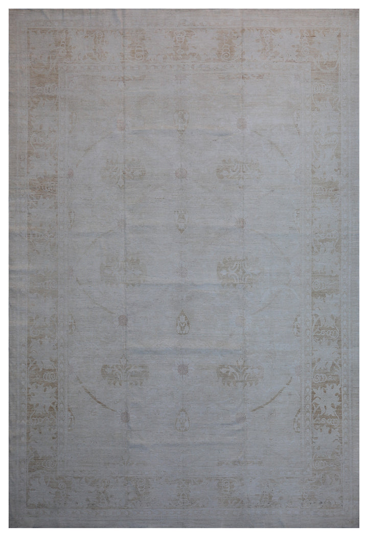 12'x17' Afghan Hand-Knotted Floral Transitional Rug | European Design