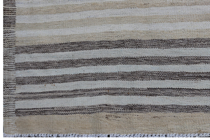 12'x17' Organic Striped Ariana Handwoven Kilim - Natural Earth Tones
