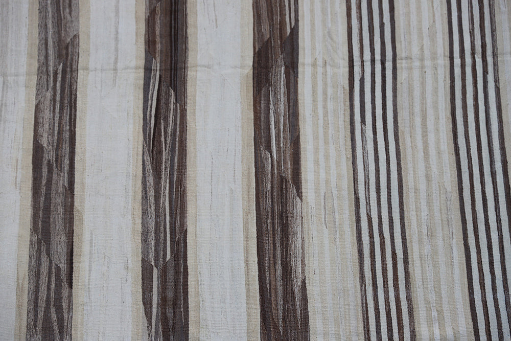 12'x17' Organic Striped Ariana Handwoven Kilim - Natural Earth Tones