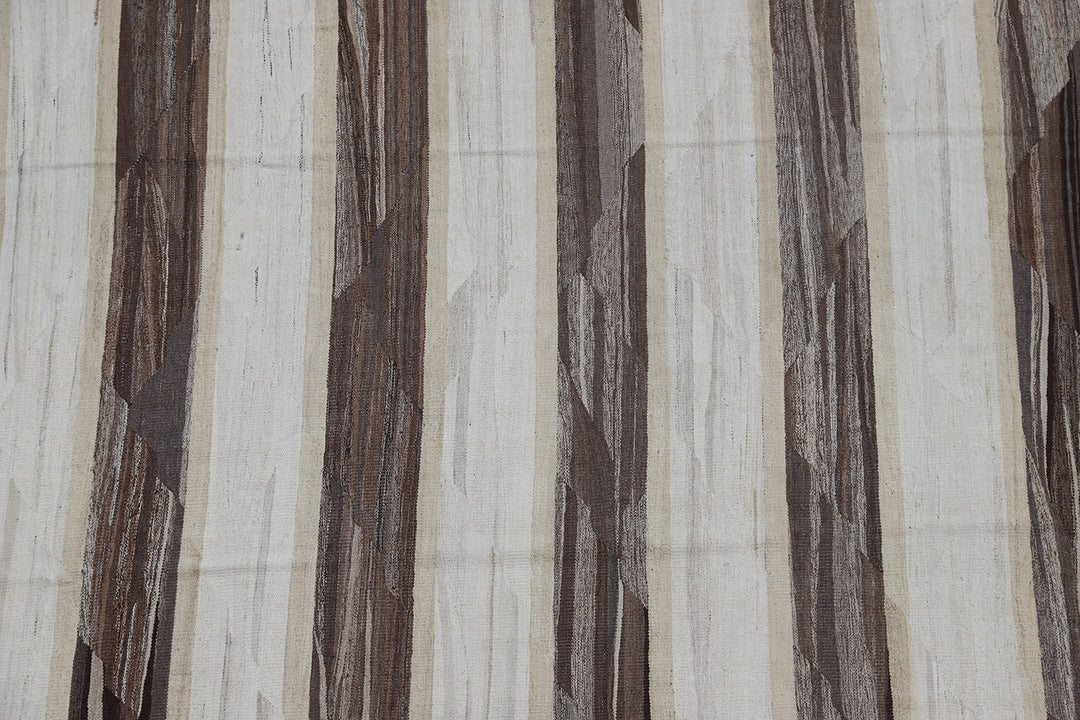 12'x17' Organic Striped Ariana Handwoven Kilim - Natural Earth Tones