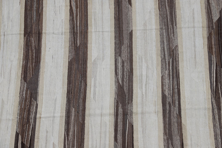 12'x17' Organic Striped Ariana Handwoven Kilim - Natural Earth Tones