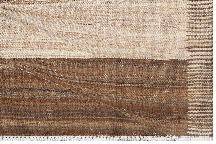 12'x18' Large Afghan Kilim | Ariana Striped Brown Ivory Tan Kilim