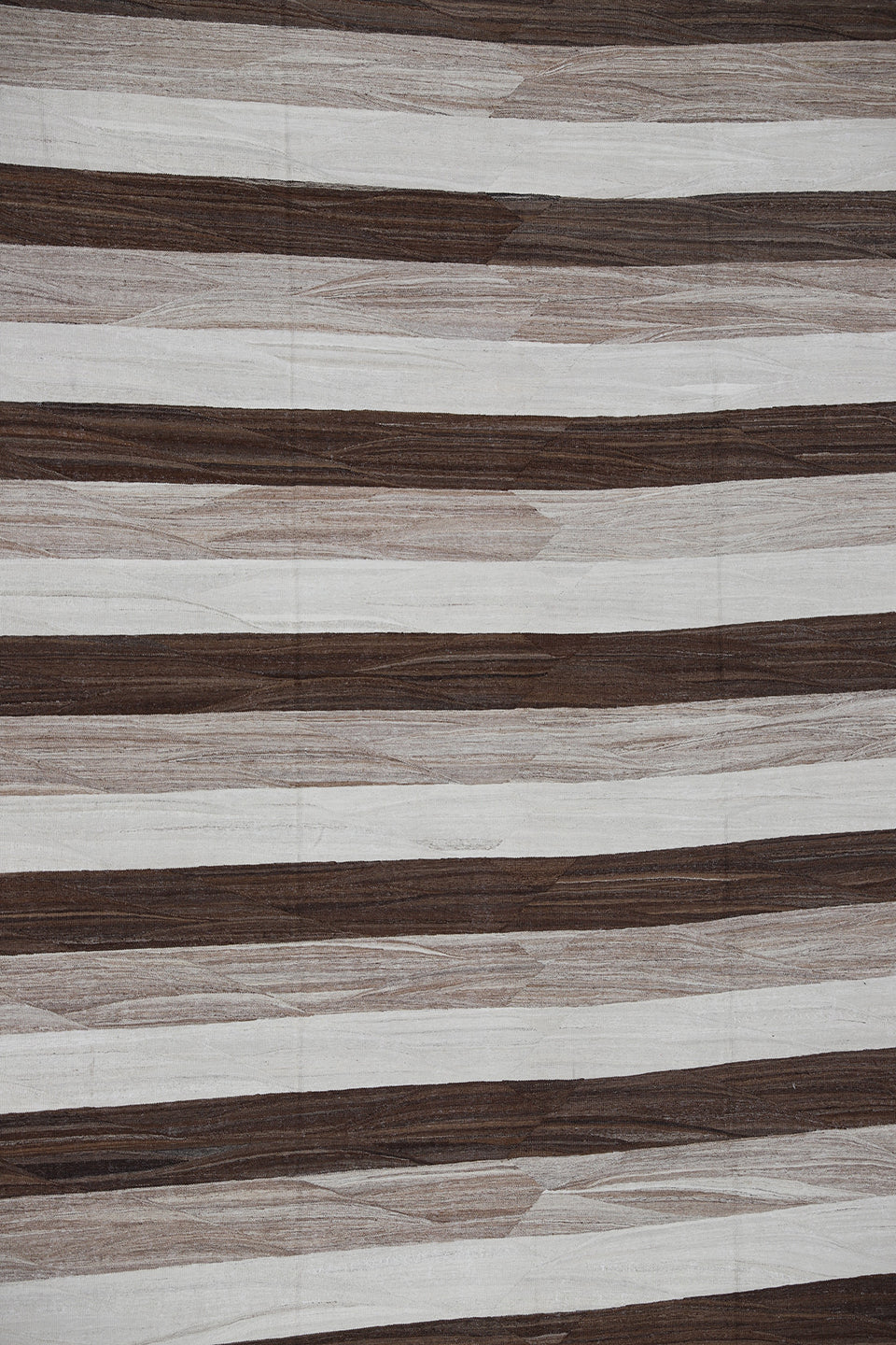 12'x18' Large Afghan Kilim | Ariana Striped Brown Ivory Tan Kilim