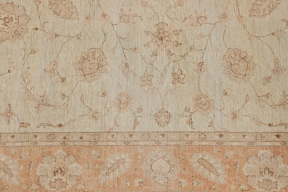 13’x16’ Ariana Traditional Agra Design Wool Rug – Apricot & Ivory Floral