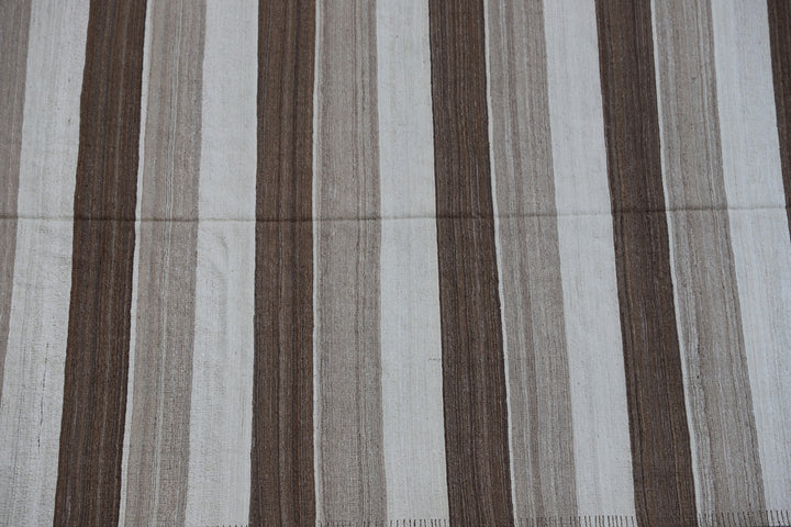 5'7"x9'6" Earth Tone Wide Stripe Ariana Kilim