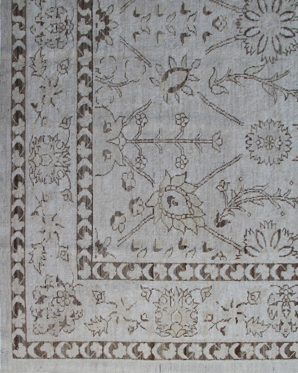 6'x9' Ariana Tabriz Design Ivory Brown  Traditional Rug
