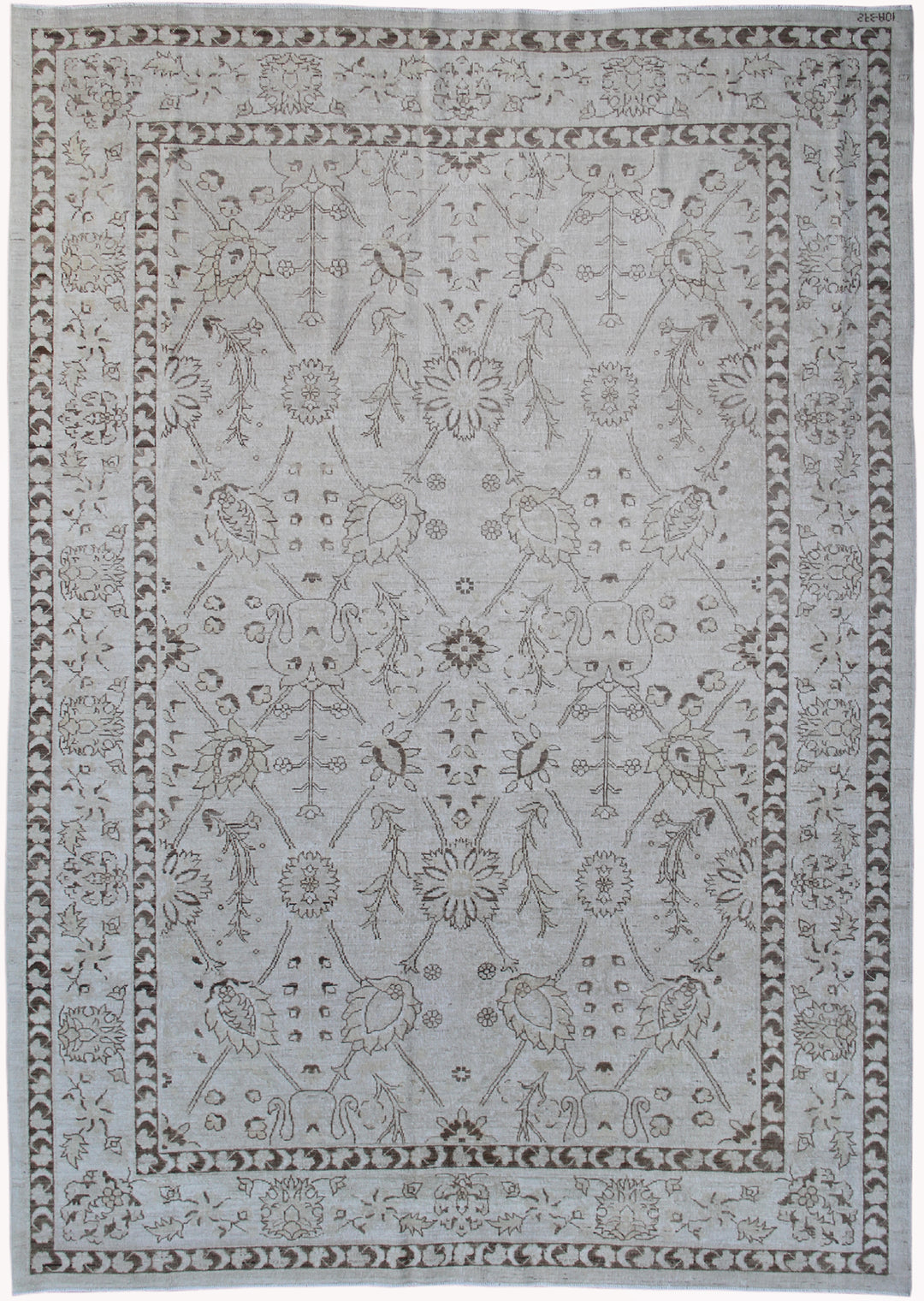 6'x9' Ariana Tabriz Design Ivory Brown Traditional Hand Knotted Wool Medium Rug