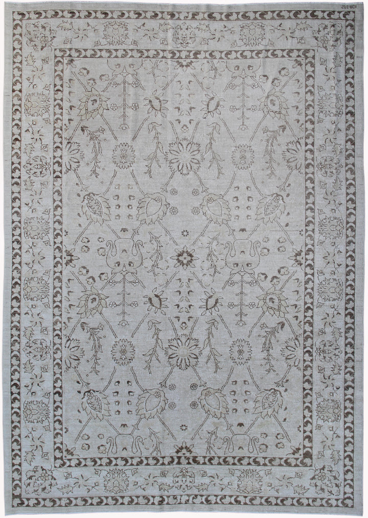 6'x9' Ariana Tabriz Design Ivory Brown Traditional Hand Knotted Wool Medium Rug