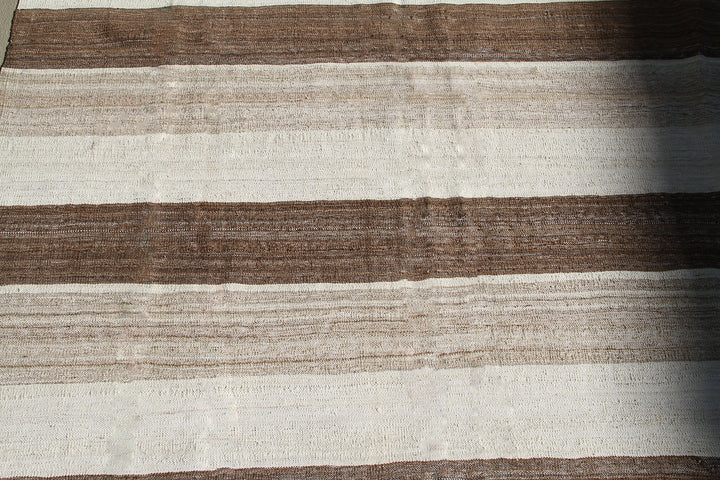 6'x9' Ariana Modern Brown Beige Cream Striped Kilim