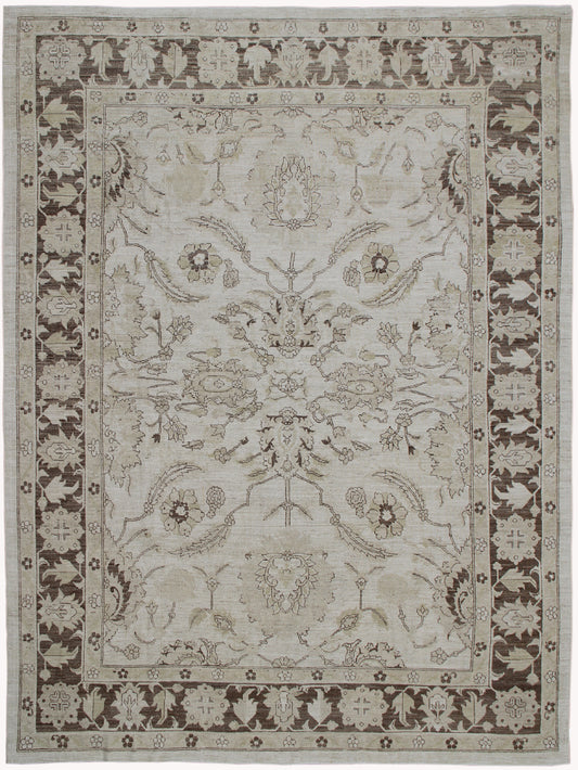 9'x12' Ariana Traditional Sultanabad Ivory Brown Design Rug