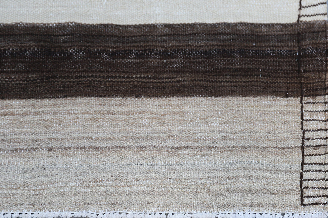 6'x10' Blue Brown White Stripe Design Ariana Kilim Rug