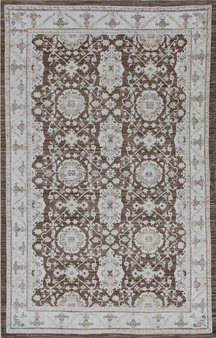 6'x9' Ariana Traditional Wool Warm Tone Brown Ivory Area Rug
