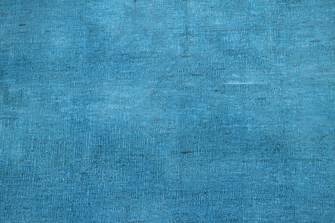 8'x10' Solid Blue Hand-Knotted Overdyed Area Rug