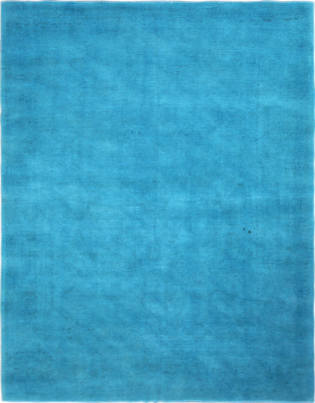 10.00 x 8.00 Solid Blue Hand-Knotted One Of A Kind Overdyed Area Rug