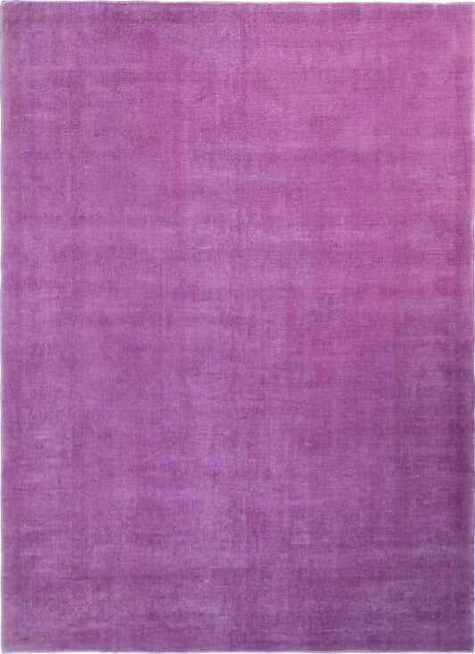 9.04 x  6.10 Plain Purple Fuchsia Pink Hand-Knotted Ariana Rug