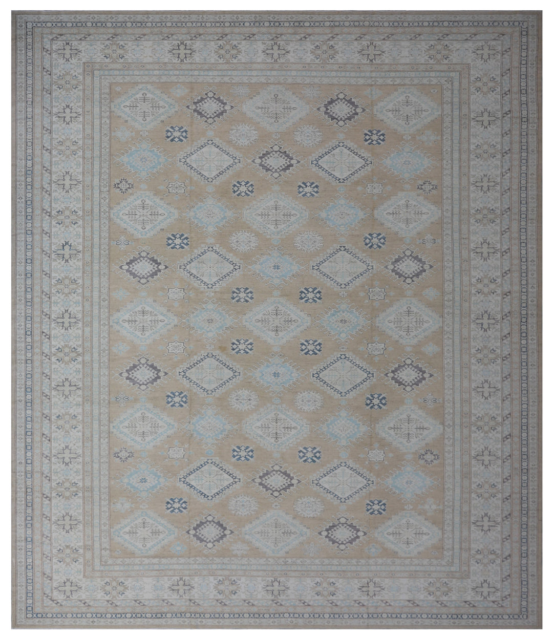 Large Caucasian Geometric Design Wool Area Rug