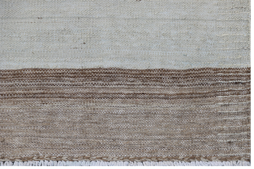 9'x12' Ariana Striped Blue Brown Ivory Hand-knotted Kilim