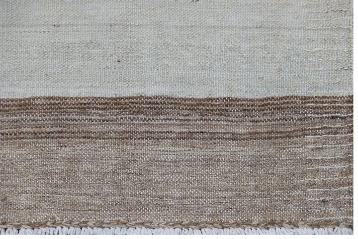 9'x12' Ariana Striped Blue Brown Ivory Hand-knotted Kilim