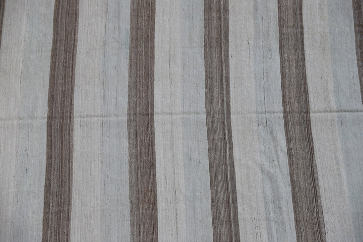 9'x12' Ariana Striped Blue Brown Ivory Hand-knotted Kilim