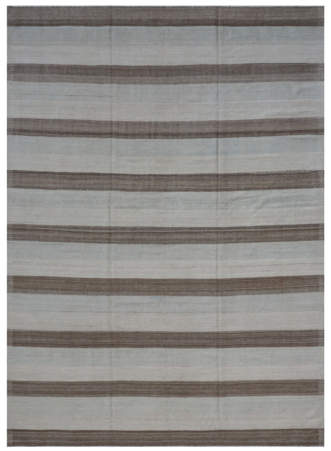 9'x12' Ariana Striped Blue Brown Ivory Hand-knotted Kilim